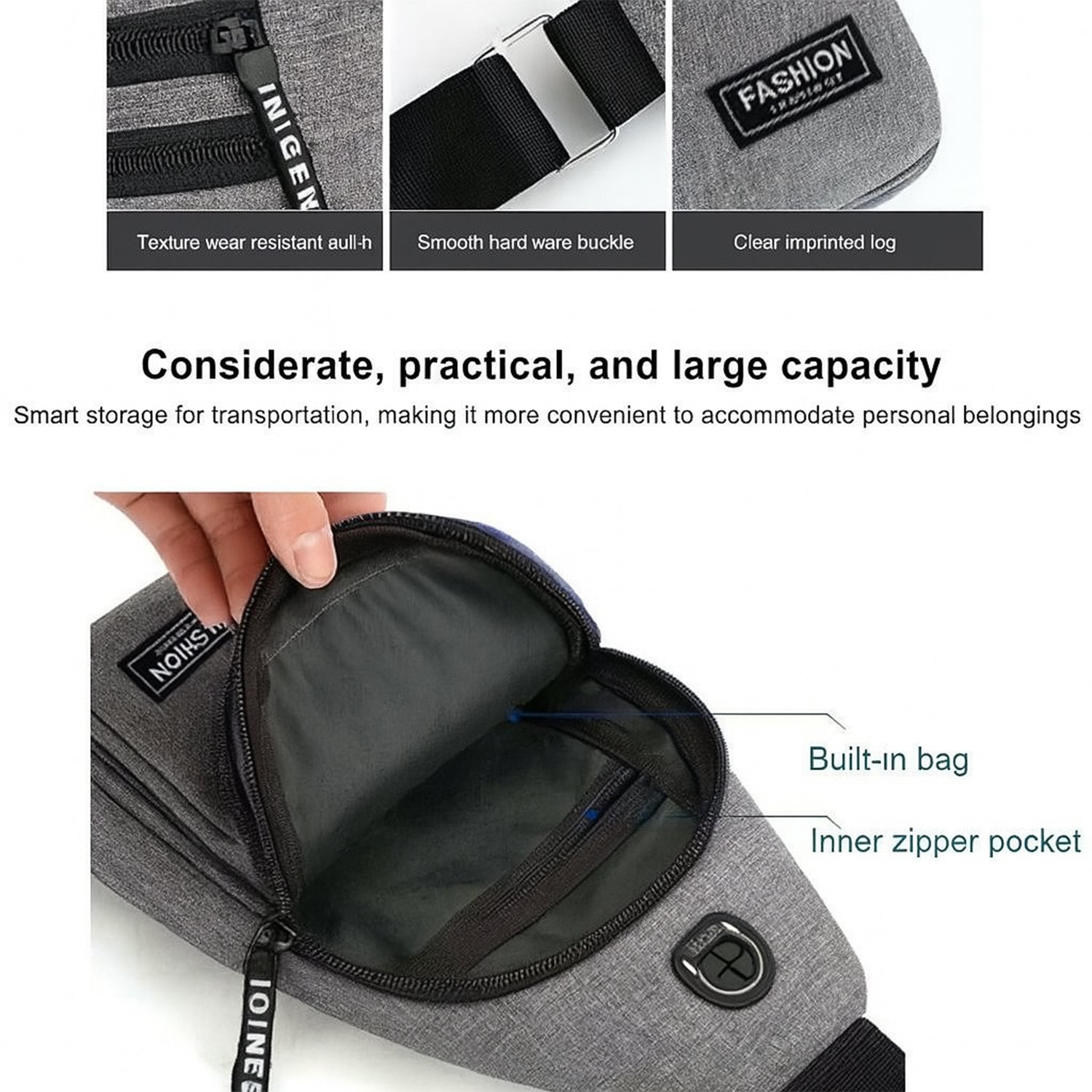 Waterproof Anti Theft Cross-body fanny pack waist bag, Shoulder Bags Chest Men Casual fashion USB Charging earphone hook Sling Travel Bag (1 Pc) Waterproof Anti Theft Cross-body fanny pack waist bag, Shoulder Bags Chest Men Casual fashion USB Charging earphone hook Sling Travel Bag (1 Pc)